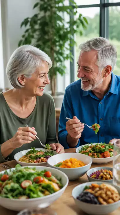 Older couple enjoying a healthy meal together