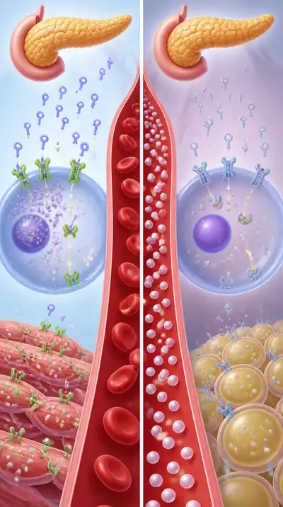 Diagram illustrating insulin resistance and sensitive cells