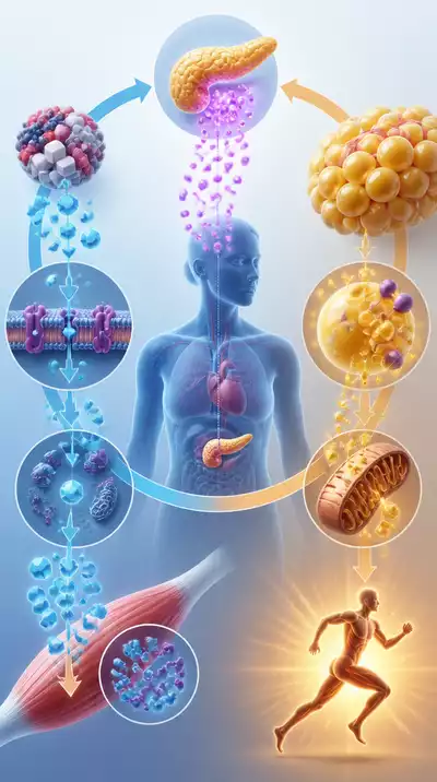 Scientific illustration of insulin sensitivity and lipid metabolism