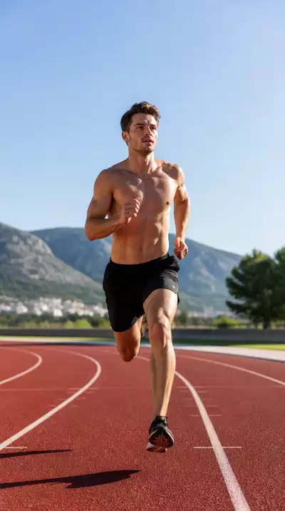 Person running on a track, representing exercise during fasting
