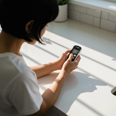 Person monitoring their ketone levels with a modern device