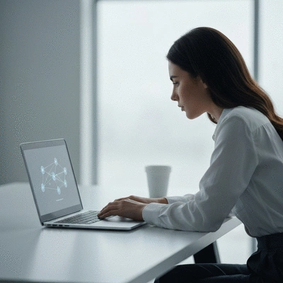 Person using a laptop, illustrating online community and resources for OMAD