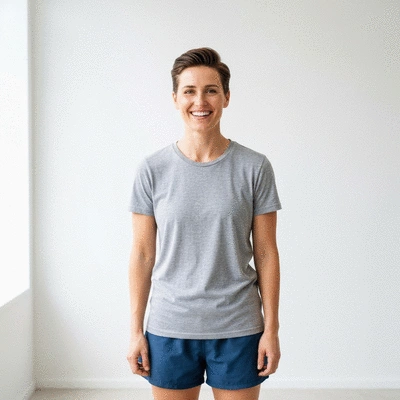 Person looking energetic after fasting, vibrant, clean background