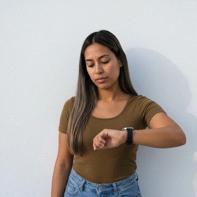 Person looking at watch during a fast