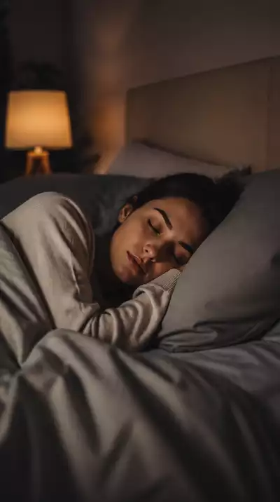Person sleeping peacefully in a dimly lit room, indicating quality rest