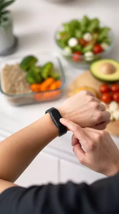 Person using a fitness tracker to monitor fasting progress