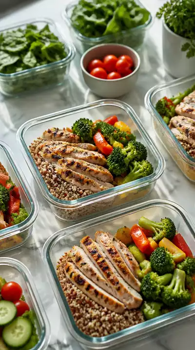 Healthy meal prep containers, symbolizing mindful food choices