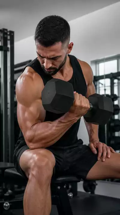 Muscular person demonstrating strength training