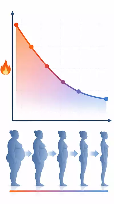 Metabolism chart showing energy expenditure with decreasing weight