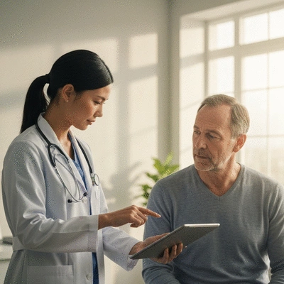 Healthcare professional consulting with a patient